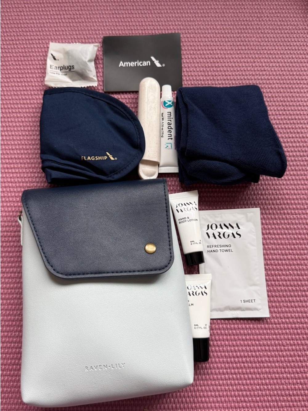 Raven + Lily Navy and Light Blue Two-Tone Travel Pouch with Essentials